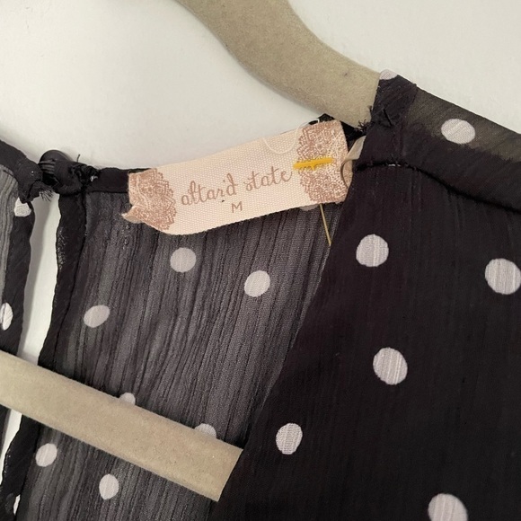 Alter’d State Polka Dot White Black Long Sleeve Ruffle Dresss Sz Medium - Picture 4 of 8